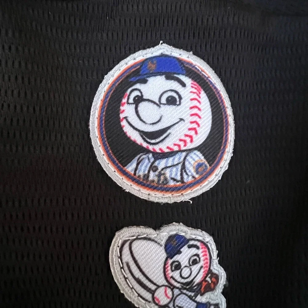 NY Mets Nike 2022 Max Scherzer #21 Youth Jersey Black Mr.Met Patches on sleeve 8
